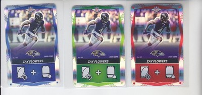3 - 2025 NFL Uno Elite ZAY FLOWERS FOIL SP Green, Blue, Red Ravens #061