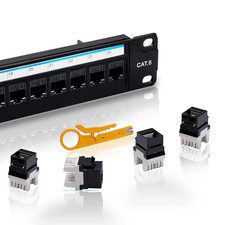 Cat6 Patch Panel 24 Port with Keystone RJ45 Network Panel 19 Inch Ethernet