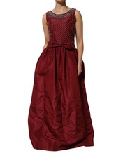 Dolce & Gabbana Burgundy Silk Beaded Evening Gown Women's Dress