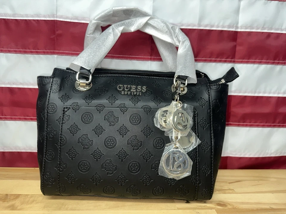 Guess Ilenia Society Satchel Handbag Black - Image 2 of 4