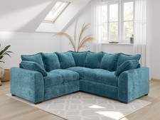 Sumptuous Large Corner Sofa: Teal Polyester Upholstery, Removable Cushions, Ulti