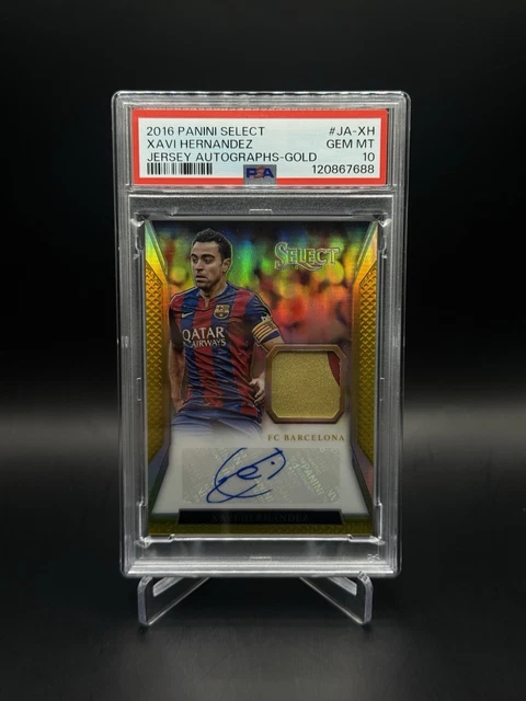 2016 Panini Select Soccer Xavi Hernandez Gold Jersey Autograph /10 PSA 10