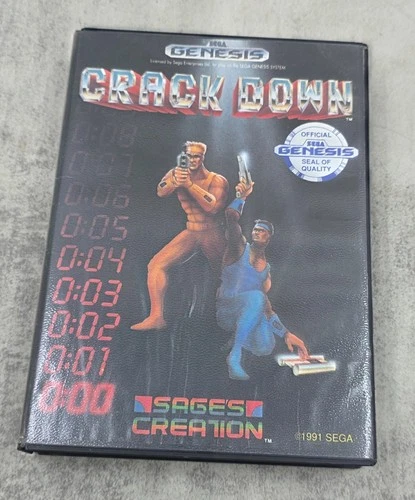 Crack Down Sega Genesis Vintage 1989 Game Cart With Box/Case No Manual