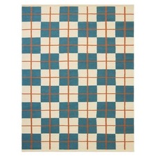 Tapis suédois ancien bleu vintage kilim fait main tissage plat boho grande...