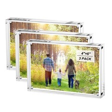 4x6 Inches Acrylic Picture Frames- 3 Pack, Desktop Frameless Photo Frames wit...
