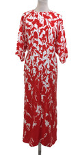 Autograph Women's Dress Size 16 Red White Brush Print A-line Kimono Maxi New F1