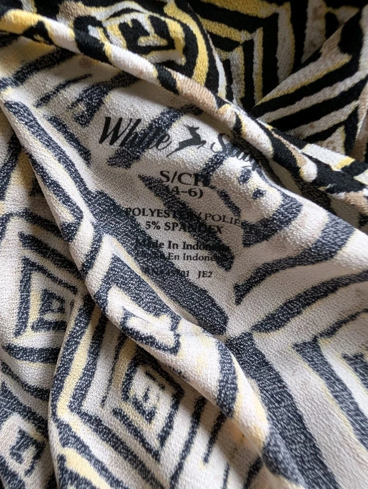 Vestido de playa vintage Y2K para mujer pequeño blanco y negro grunge costero midi Foto 4 de 4