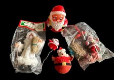 RARE VTG SANTA CLAUS ORNAMENT LOT OF 5 Some New Old Stock