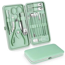Teamkio 18pcs Manicure Set Pedicure Nail Clippers Set Travel Hygiene Kit Stainle