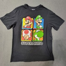 EUC Nintendo Super Mario Bros Graphic TShirt Black Mario Luigi Toad Yoshi Boys L
