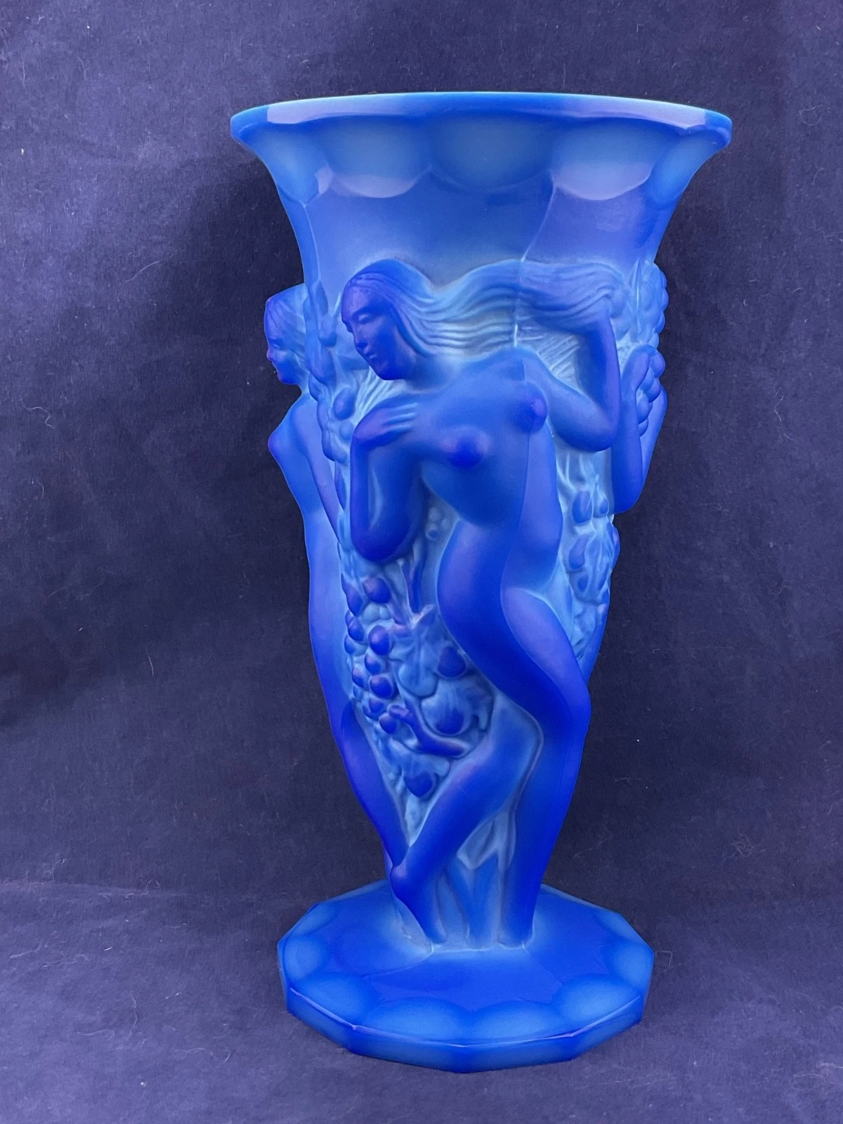 Hoffmann Schlevogt lapis blue bohemian glass grape harvest nudes vase
Opens in a new window or tab