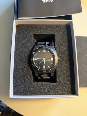 Leatherman Tread Tempo Swiss Quartz 200m Black SS Date Watch w/ Box Manual