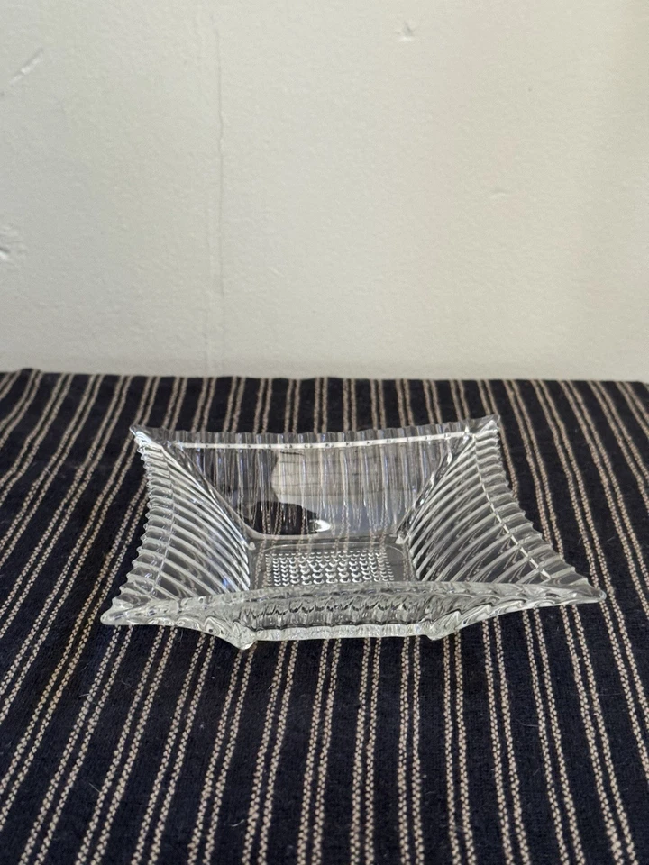 Elegante Art Deco Vintage Quadrado Depressão Vidro Cristal Doces Prato/Pegue Tudo - Imagem 2 de 4