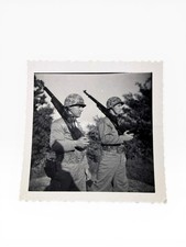 WWII Soldiers Marching Rifles Vintage Photo Military Training Original