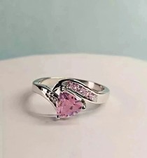 2.00Ct Trillion Cut Lab-Created Pink Sapphire Wedding Ring 14K White Gold Plated