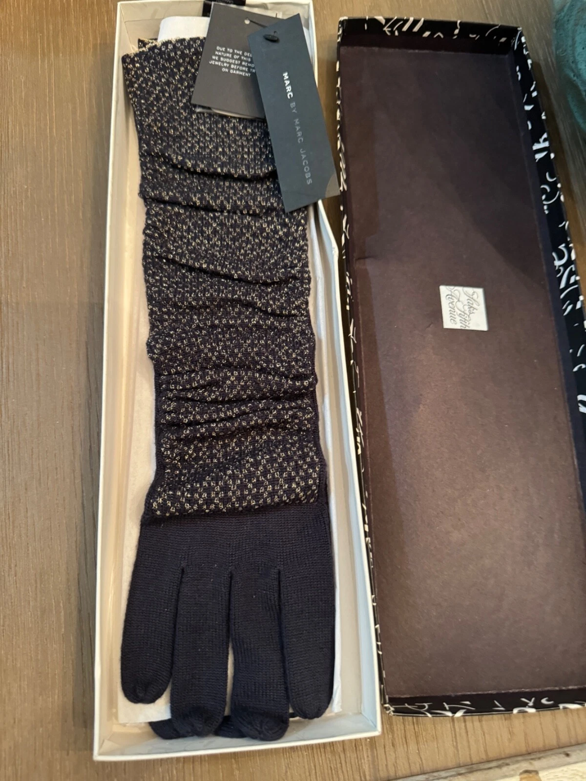 MARC JACOBS Darkest Teal Knitted Wool Blend Gloves NWT.