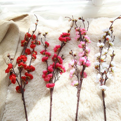 Artificial Plum Peach Blossom Branch Silk Flower Tree Home Party Wedding