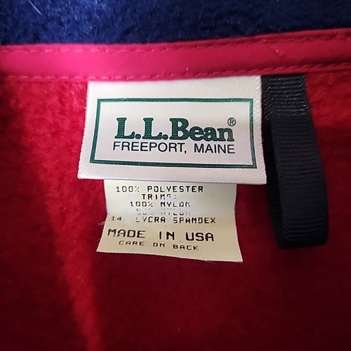LL Bean Men Tall XL Freeport Maine Full Zip Fleece Red Zip Pocket Sweater Jacket - Picture 3 of 6