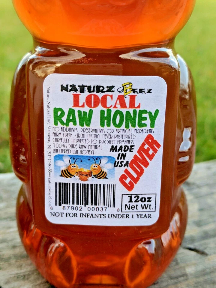 Trébol de miel cruda 4 botellas 6 lb 2,72 kg 96 oz 100 % MIEL LOCAL PURA sin filtrar Foto 3 de 4