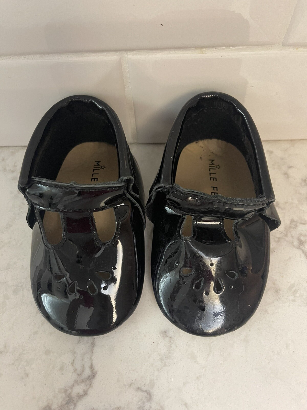 6-12 Month Black Patent Leather Pull On Mary Janes