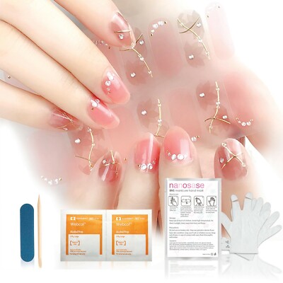 nanosase BNS bundle 14 Stylish 3D Nail Stickers + SPA Moisture Hand Mask 2 Pack