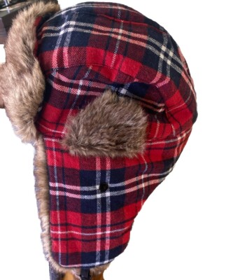 Milani Trapper Hunter Hat Plaid, Ear Flaps Faux Fur Catcher in the