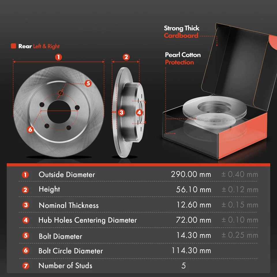 8 задних дисковых тормозных роторов и колодок + ступичный подшипник для Chrysler Voyager Dodge Caravan - Изображение 2 из 4