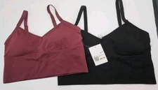Set Of 2 Forever 21 Spaghetti Strap Cropped Bralette Burgundy And Black Sz 0X/1X