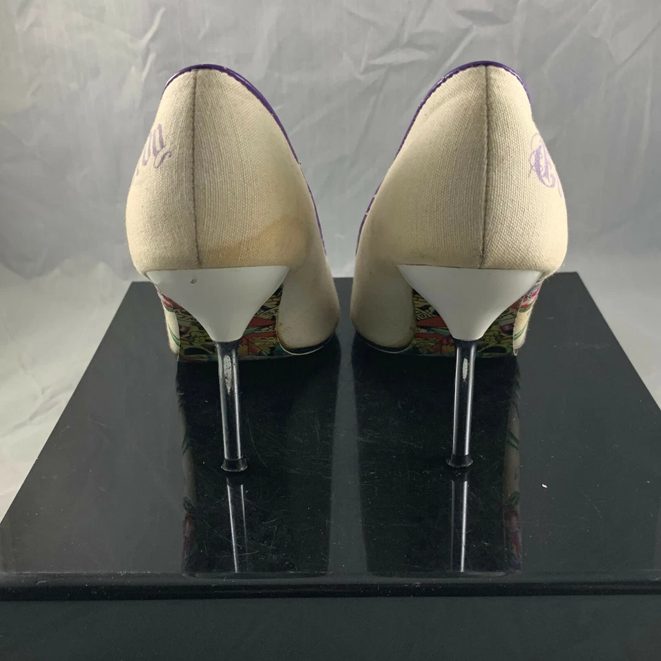 ED HARDY GRAPHIC TIGER FLORAL LOVE WOMEN'S METAL HIGH HEEL SIZE 5 - WORN / USED - Image 4 of 4