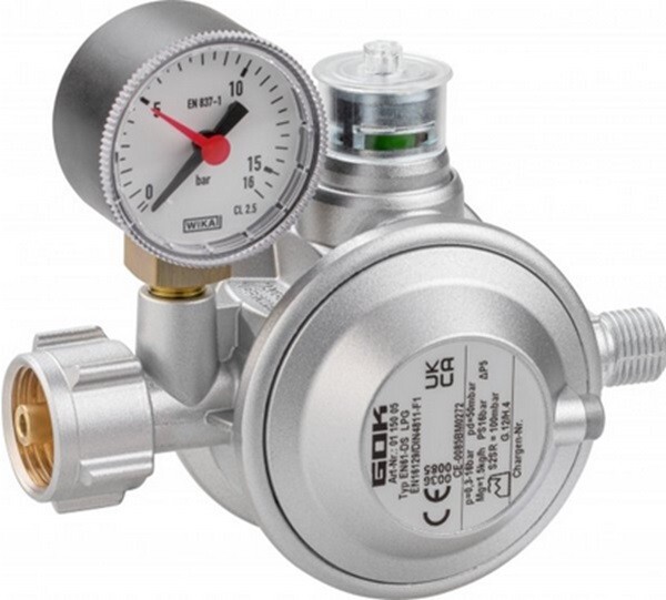 Gok Gasregler EN61-DS 1,5Kg/H 50Mbar Klf X G1/4LH-KN Ueds Ma-image