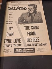 Johnny Desmond My Own True Love Rare Original Promo Poster Ad Framed!