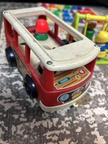 Vintage Fisher Price Little People Schulhaus Vintage 1971 Bus Schreibtisch Schaukel Buchstaben - Bild 3 von 24