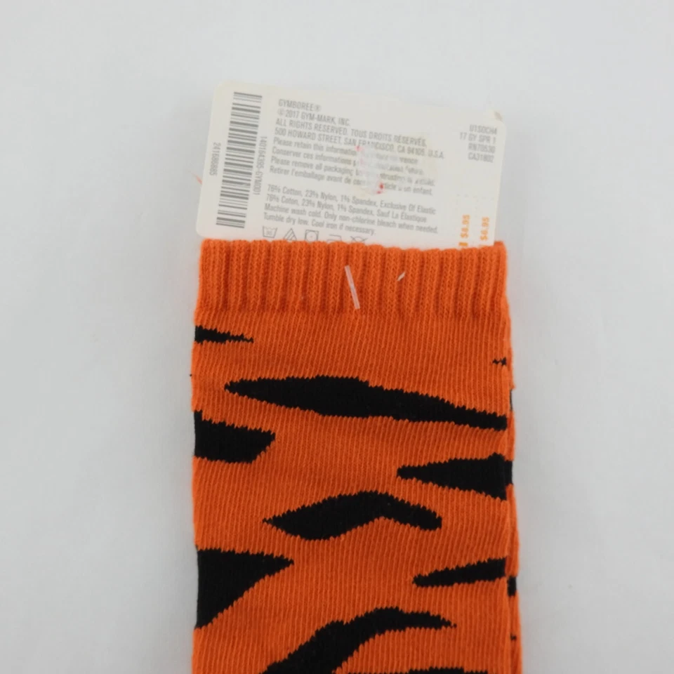 New Gymboree Boys Socks S Shoe sz 11-12 Orange Black Tiger Stripes Feet - Image 2 of 3
