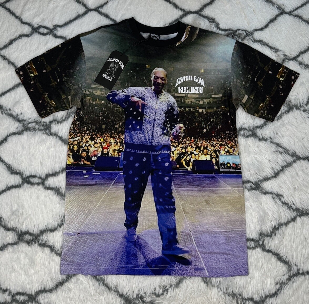 FILA T shirt concerto DEATH ROW Records Snoop Dogg stampa all over uomo taglia S *NUOVA*