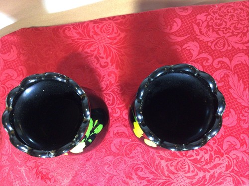 Black Amethyst Hand Painted Vases ( Set of 2) - Picture 2 of 4