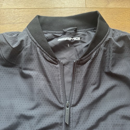 Mercedes Benz AMG Mens Bomber Jacket Size Large Black Zip Up - Picture 2 of 9
