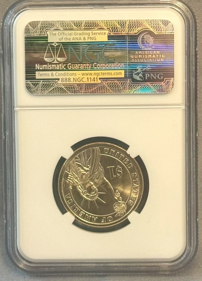 US 2007 $1 DOLLAR GEORGE WASHINGTON  MISSING EDGE LETTERING ERROR COIN MS 65 - Image 2 of 4