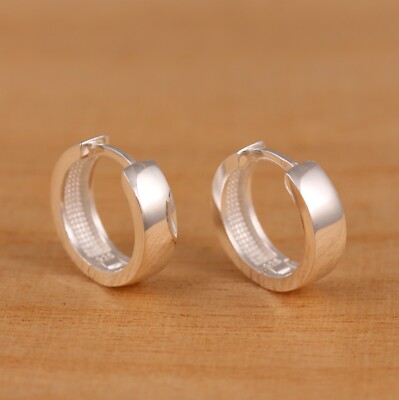 925 Sterlingsilber 15 mm x 4 mm einfach Huggie Hoop Ohrringe Geschenkverpackung