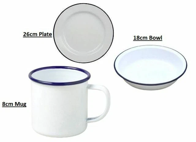 2x Falcon Enamel Traditonal Dish Camping Picnic Fishng Dinner Set Plate Mug Bowl - Image 2 of 4