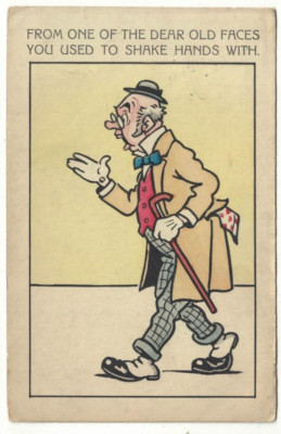 Comic Postkarte von einem der lieben alten Gesichter, mit denen Sie 1923 die Hand geschüttelt haben