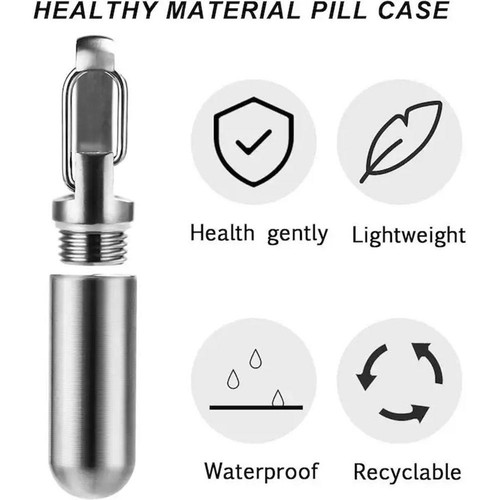 Titanium EDC Pill Bottle Box Case Waterproof Medicine Storage Container Keyring - Picture 15 of 21