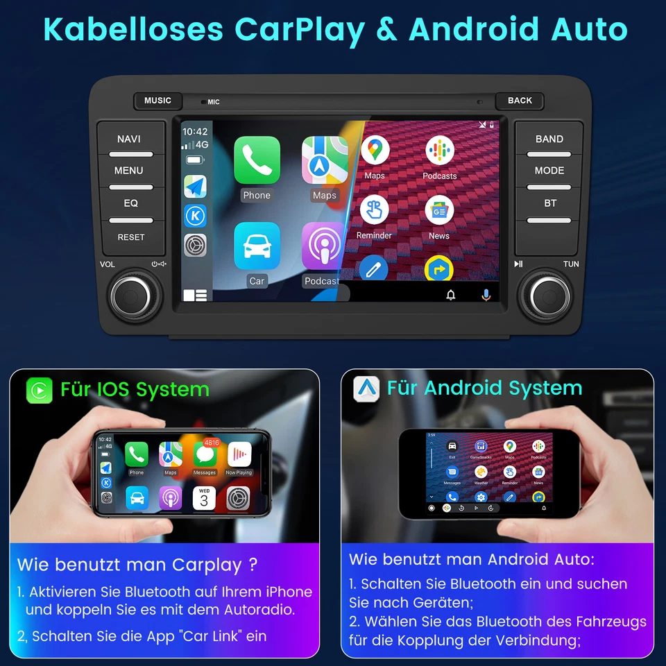 2+64GB Android13 Autoradio Für Skoda Octavia II 1Z3 1Z5 CarPlay GPS Navi Kamera - Bild 3 von 4