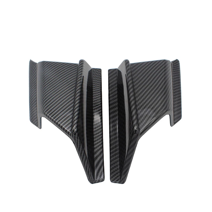 Accessory Motorcycle Front Fairing Aerodynamic Wing Cover Carbon Fiber Look 2PCS - Image 2 of 4
