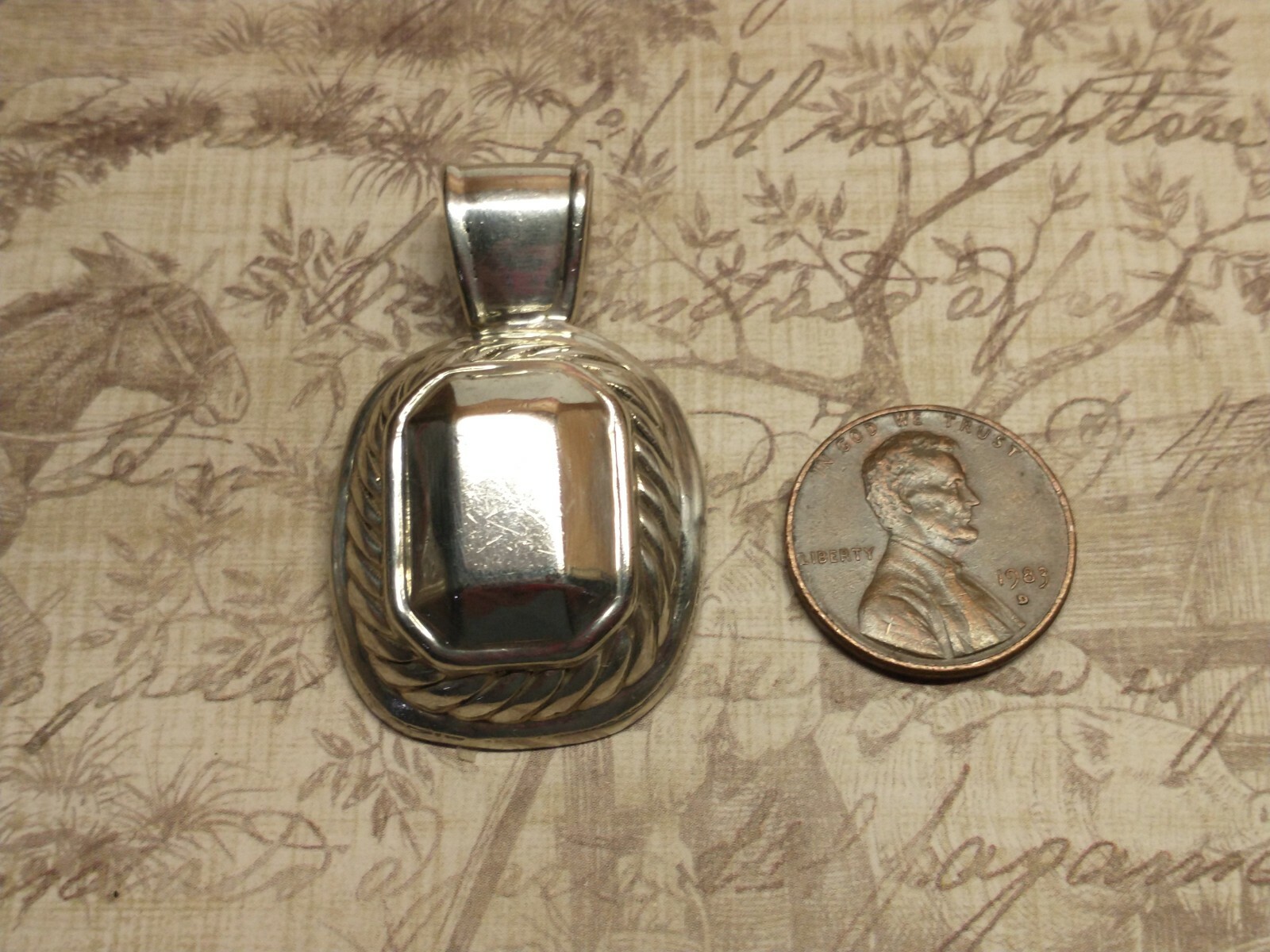 .925 STERLING SILVER Pendant Large Solid Design M… - image 1