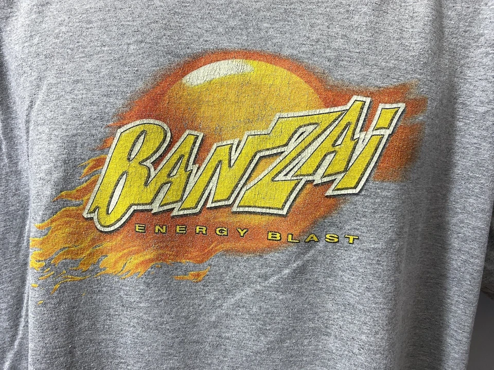 Banzai Energy Drink 衬衫男式 XL 灰色图形标志圆领短袖 — 第 3/4 张图片