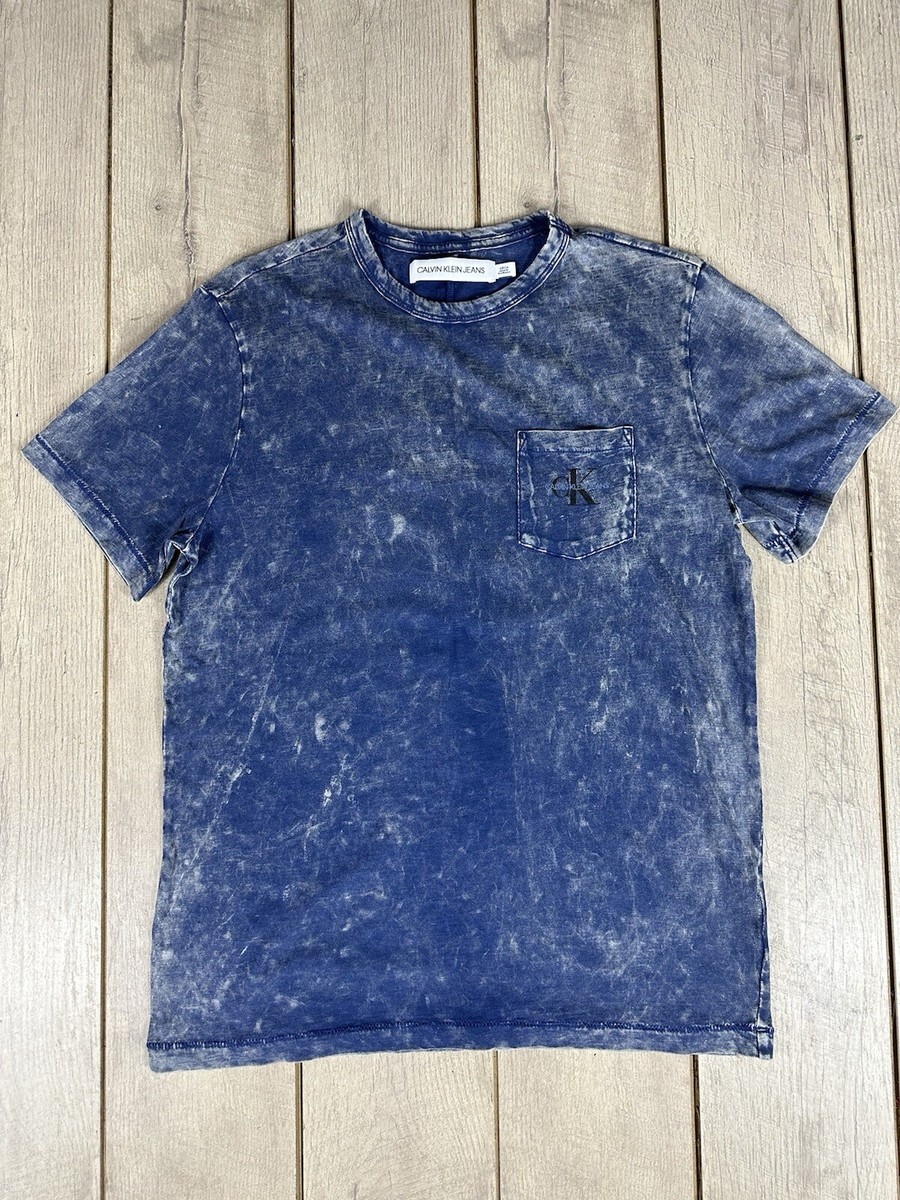 Calvin Klein Blue Vintage Washed T-Shirt With Pocket Size Small