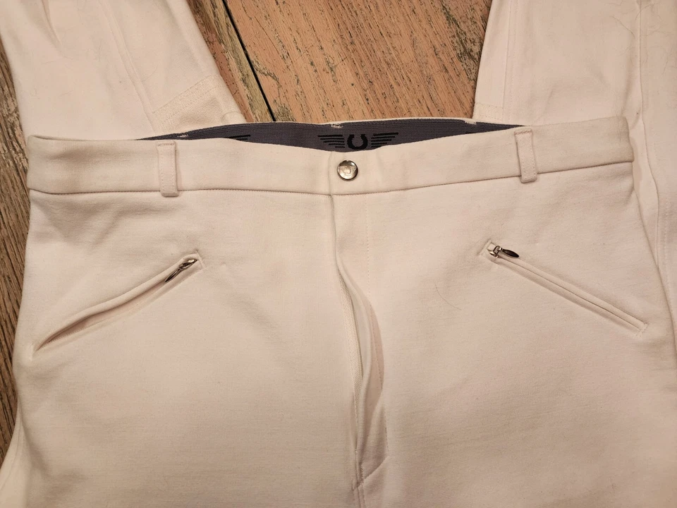 Pantalones de asiento completo TuffRider blancos talla 30 para hombre Foto 3 de 4