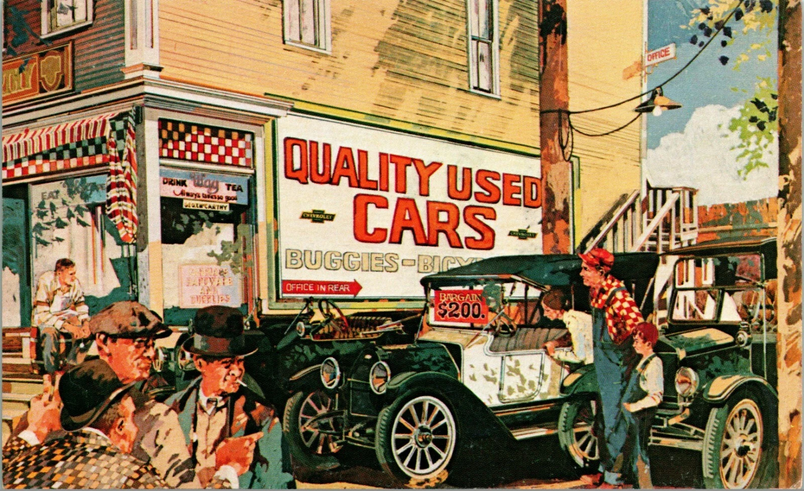  cartão postal cromado publicidade carros usados vintage pechincha 