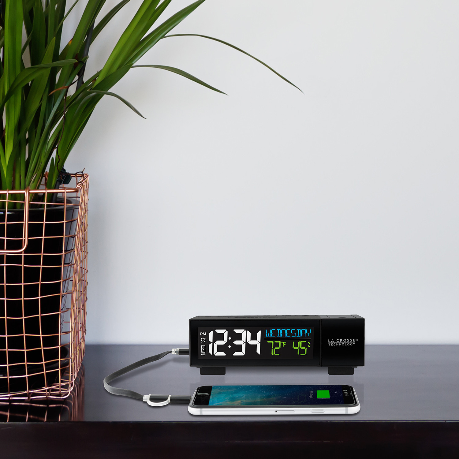 616-1950 La Crosse Technology Pop-Up Projection Alarm Clock with USB - Open Box