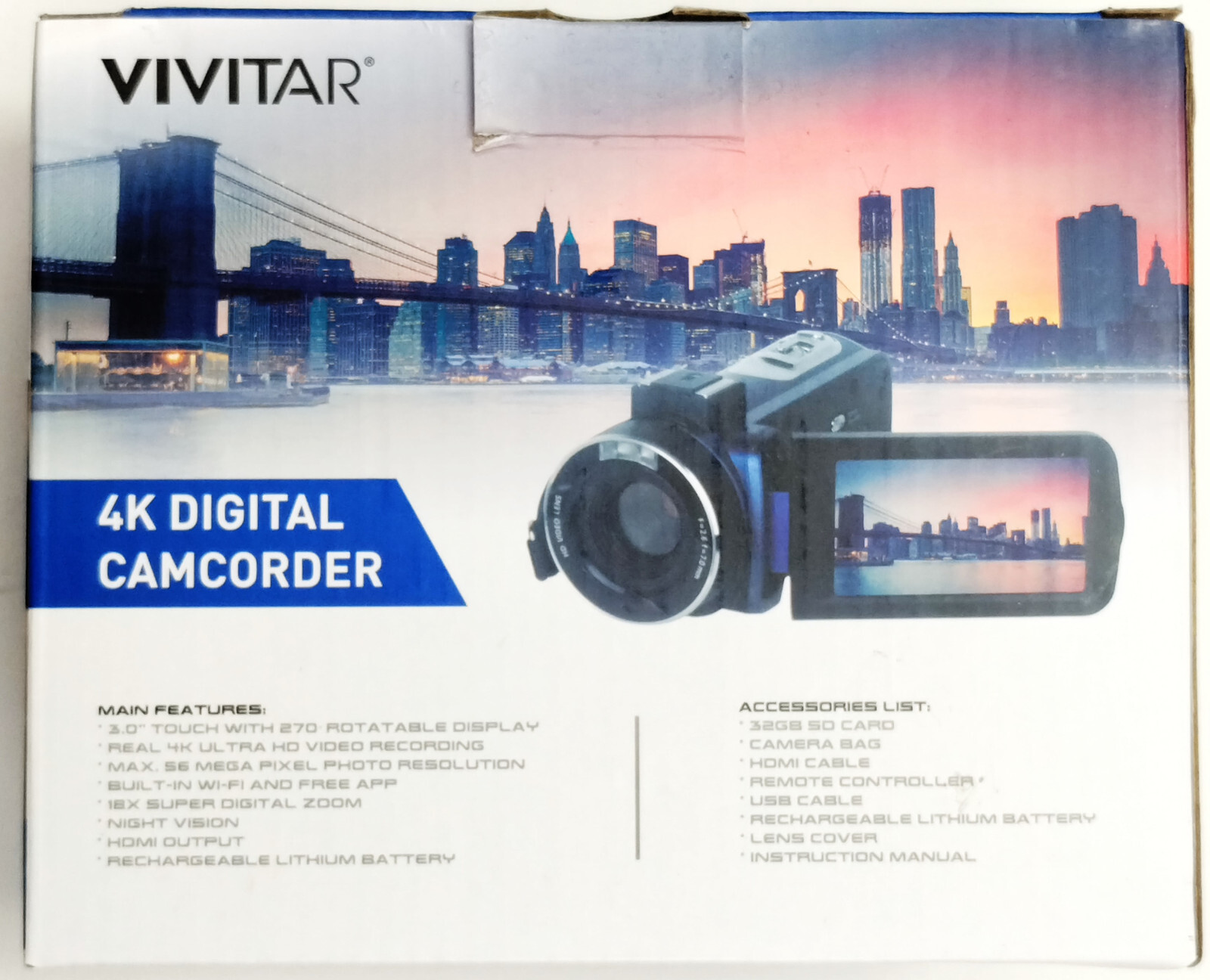 Vivitar Pro DVR4K, 3in Touch Screen, 4K UHD Video Camera Camcorder, 32GB SD Card eBay